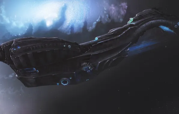 Ship, Fantasy, Stars, Space, Art, Spaceship, Fiction, Nebula
