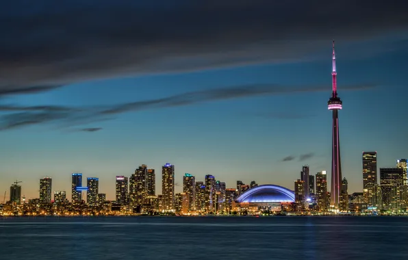 Sunset, the city, Canada, panorama, skyline, Ontario, Toronto, center island