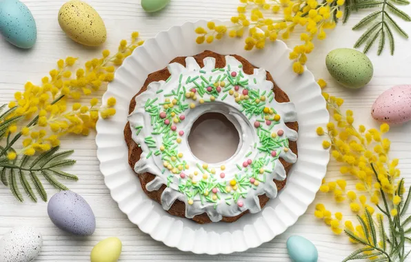 Picture flowers, eggs, spring, colorful, Easter, happy, cake, cake
