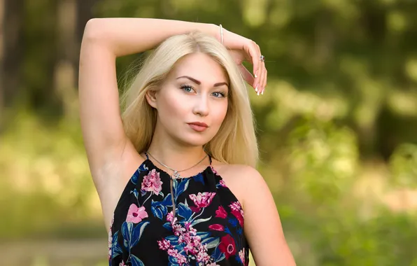 Look, girl, pose, model, dress, blonde, lips, beauty