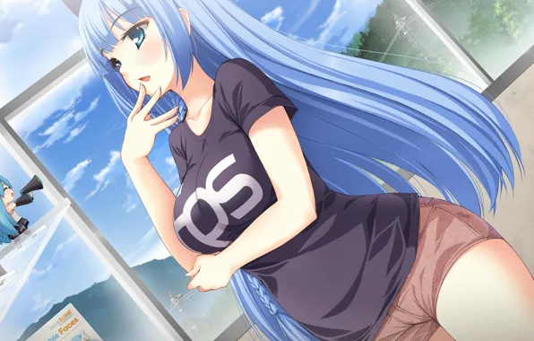 Picture girl, blue eyes, anime, art, kopianget