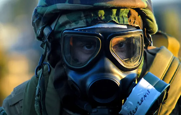 Picture radiation, army, gas mask