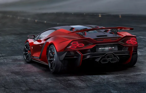 Lamborghini, supercar, rear view, hybrid, spectacular, impressive, Lamborghini Invencible, Invencible