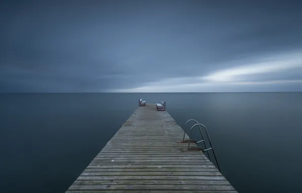 Wallpaper sea, bench, bridge