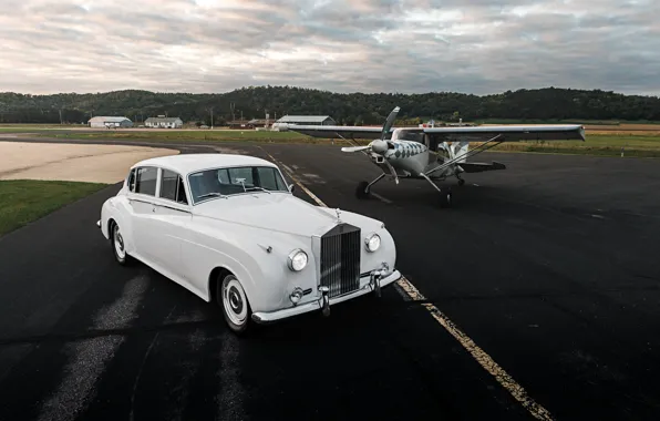 Picture car, Rolls-Royce, plane, 1961, Ringbrothers, Silver Cloud, Rolls-Royce Silver Cloud II, Rolls-Royce Silver Cloud II …