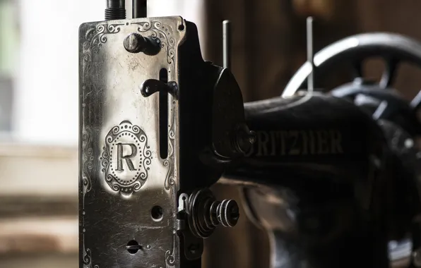 Macro, background, sewing machine