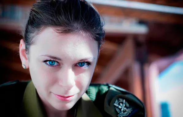 Picture portrait, blue-eyed, military uniform