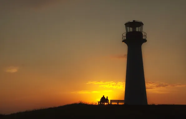 Sunset, lighthouse, Ritual at Dusk