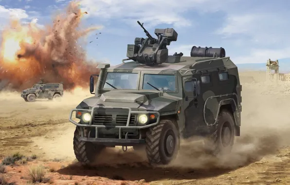 Tiger, art, armored car, GAZ-233114, combat unit Crossbow