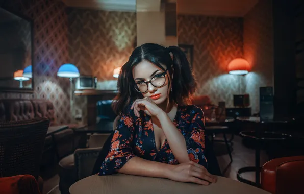 Picture look, face, model, hair, glasses, braids, cutie