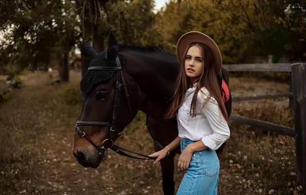 Picture girl, horse, horse, hat, Alina Bozhko, Kristina Stepanova