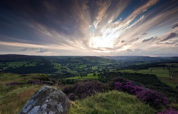 Landscape, sunset, nature, stone, mountain