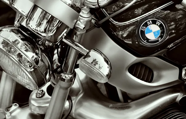 Logo, BMW, motorcycle, wallpaper, chrome, detail
