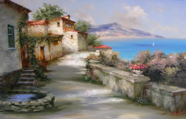 Sea, landscape, The sun, Crimea, Gurzuf, Miliukov Alexander