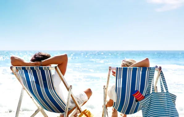 Picture sand, sea, summer, the sky, the sun, stay, towel, bag