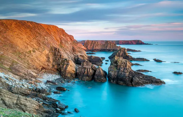 Sea, rocks, Wales, National Park Pembrokeshire coast