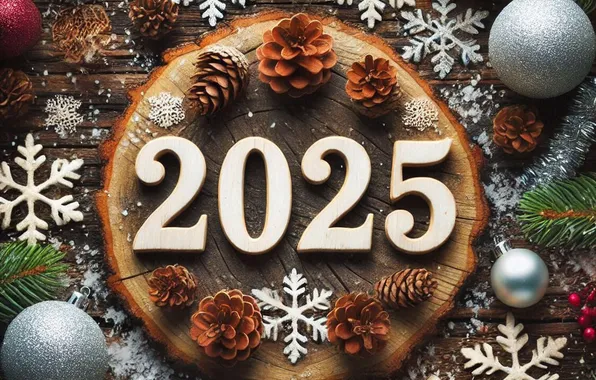 Figures, New year, date, 2025, AI art, neural network, New Year 2025