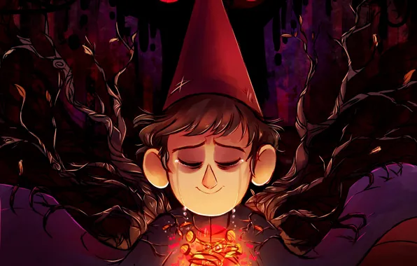 Picture branches, boy, art, tears, Host, Wirth, Over the Garden Wall, CherryVioletS