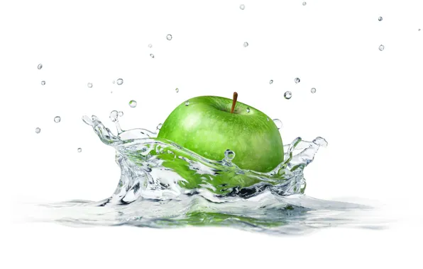 Water, squirt, Apple, Apple, white background, water, white background, sprays