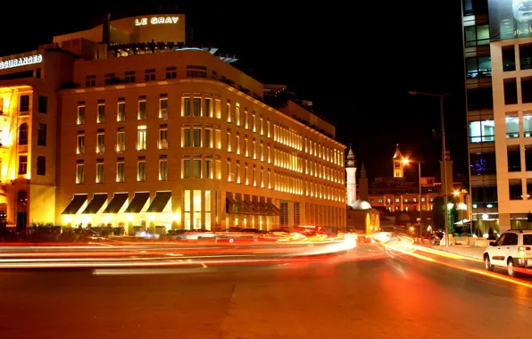 Night, lights, movement, light, night, Lebanon, Beirut, Beirut