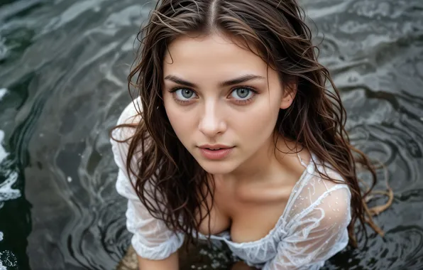 Erotic, eyes, look, girl, sexy, smile, portrait, wet