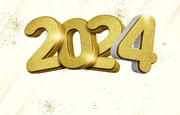 Figures, New year, date, composition, 2024, New Year 2024