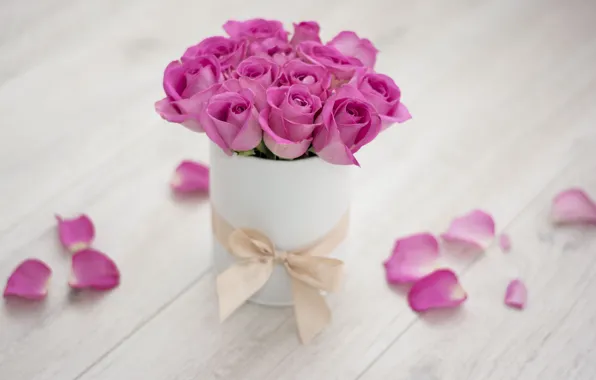 Wallpaper box, gift, roses, bouquet