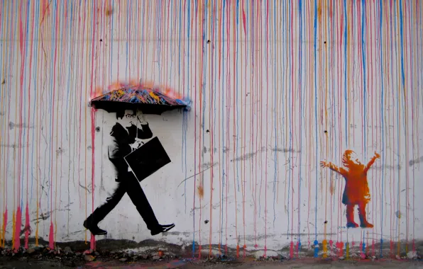 Rain, graffiti, umbrella, Norway, graffiti, rain, umbrella, Norway