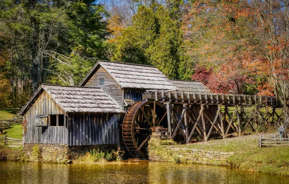 Water, Nature, Mill, Wheel, Mabry Mill