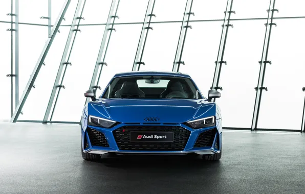 Audi R8, front view, V10, 2019