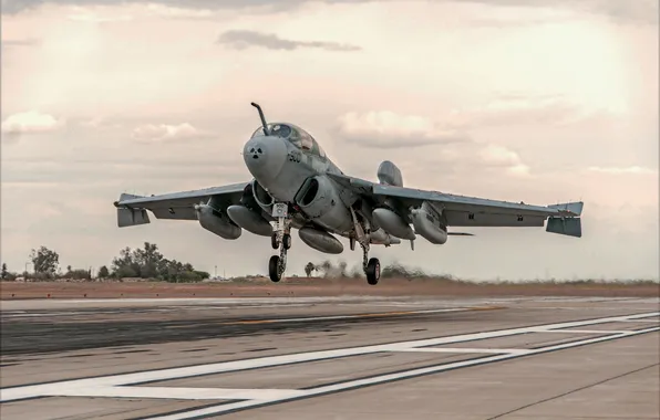 The plane, the rise, Prowler, deck, EA-6B