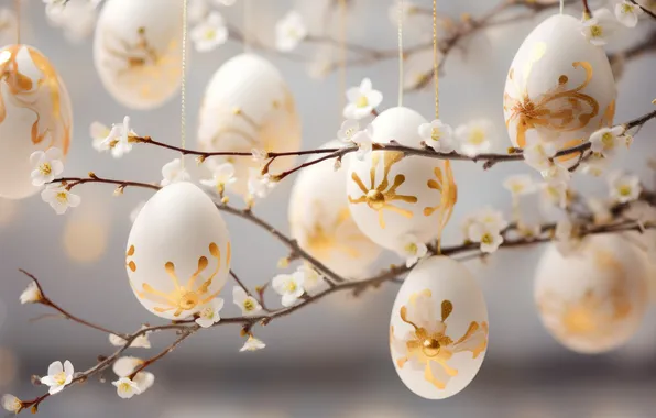 Holiday, eggs, spring, Easter, painted, eggs, composition, AI art