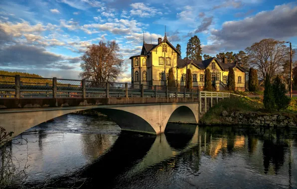 Picture bridge, river, Finland, Kouvola