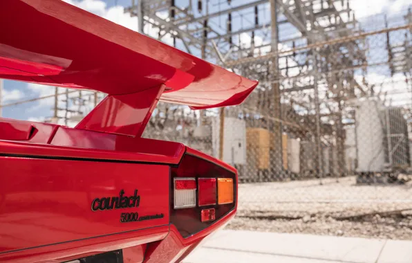 Red, Lamborghini Countach, Wing
