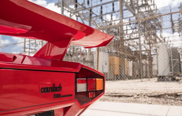 Picture Red, Lamborghini Countach, Wing