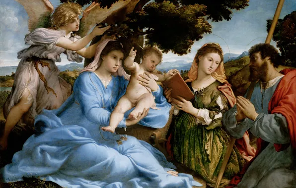 Picture The Madonna and child, Lorenzo Lotto, St. Catherine, and St. James