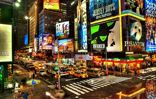 Machine, street, the evening, advertising, crossroads, new York, new york