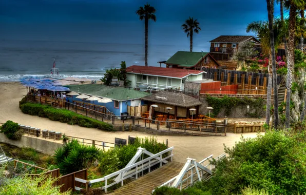 Sea, beach, HDR, home, CA, USA, Newport Beach