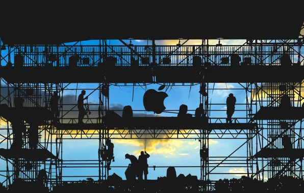 Picture logo, men, silhouette, work, Apple Inc.
