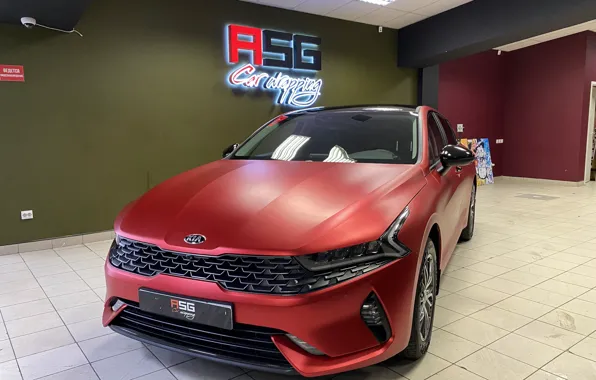 Car, wall, lights, tuning, red, sign, red car, the room