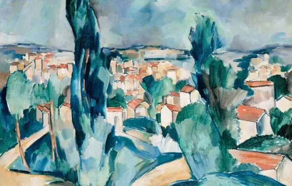 Wallpaper picture, panorama, trees, home, Maurice de Vlaminck, the city