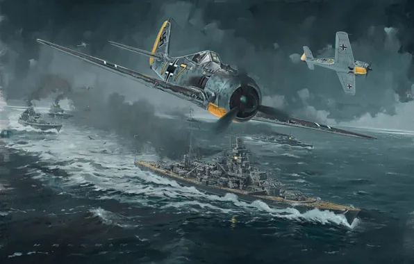 Picture ship, The plane, attack, the second world war
