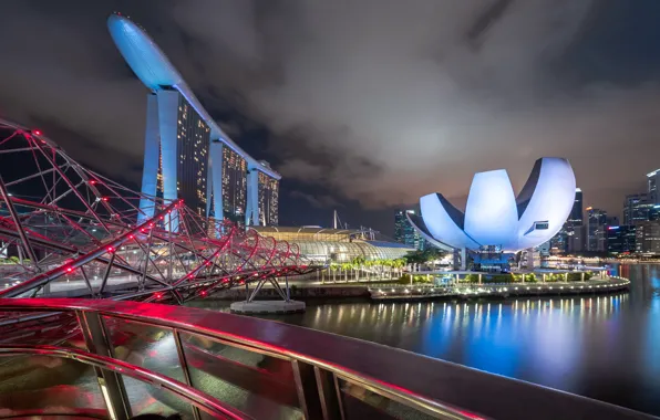 Night, the city, Singapore, Marina Bay