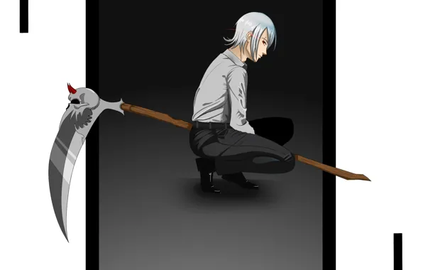 Death, anime, art, shirt, white hair, anime, art, death