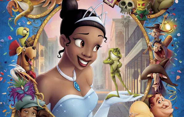 Picture cartoon, Princess, characters, Disney, The Princess and the Frog, Disney Enterprises, Princess Tiana