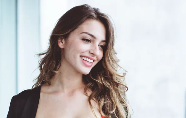 Smile, model, portrait, hairstyle, brown hair, beauty, Celine Farach