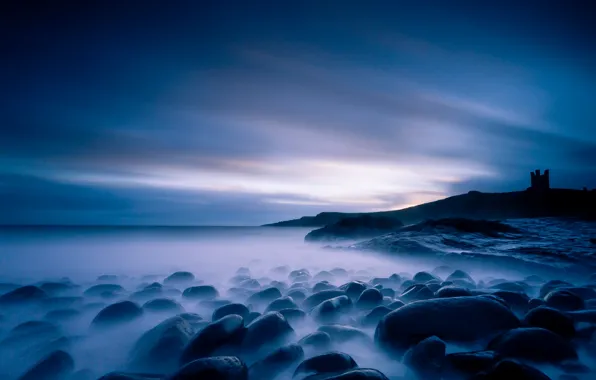 Picture sea, landscape, night, rocks
