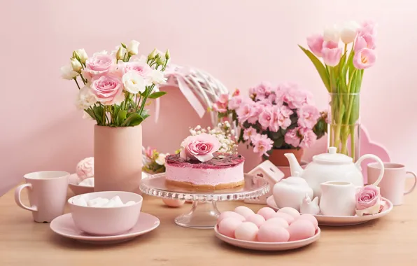 Holiday, eggs, Easter, cake, dishes