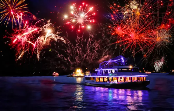 Fireworks, fireworks, Rhine, Rhineland-Palatinate, Rhine, Spei-Koblenz, Rhineland Palatinate, Spey Koblenz