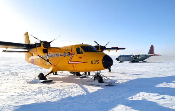 Picture winter, the sky, snow, the plane, ski